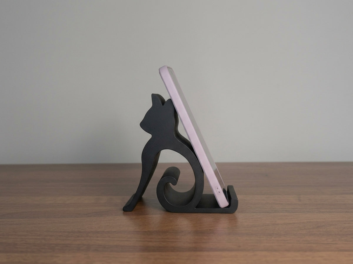 Soporte porta celular forma de gato impreso en 3D - regalo original escritorio Chile