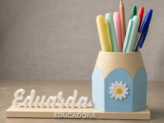 Portalápices personalizado para profesora impreso en 3D - regalo Día del Profesor Chile