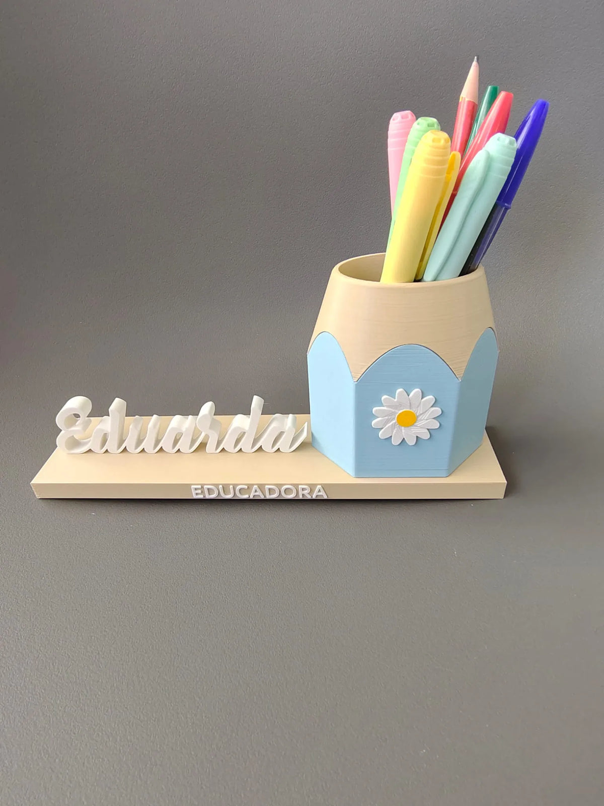 Lapicero personalizado con nombre profesora impreso en 3D Chile - Plastix3D regalo