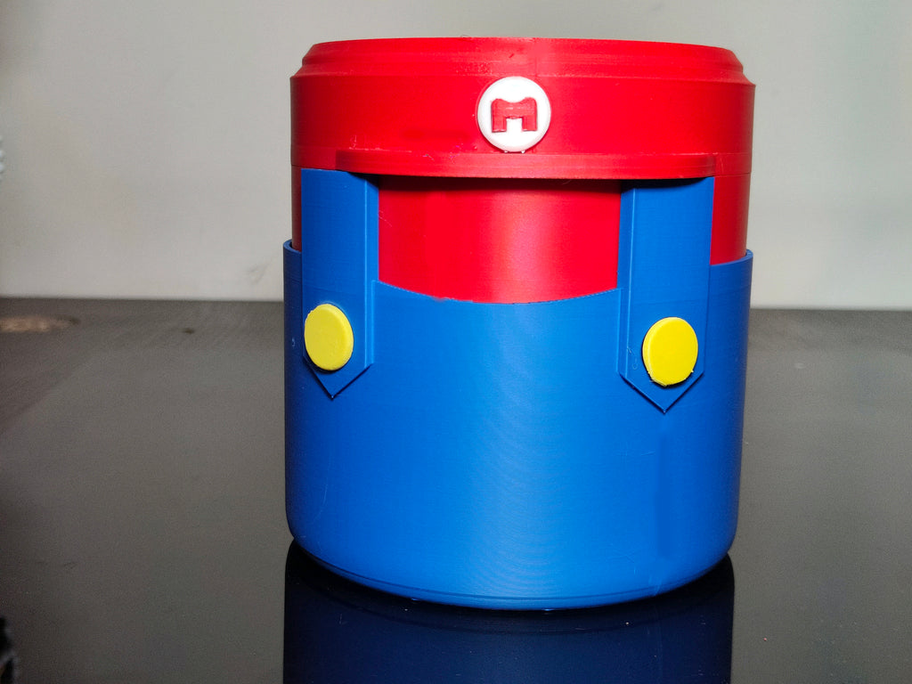 Contenedor Organizador de Escritorio Mario Bros Impreso en 3D – Caja con Tapa 12cm