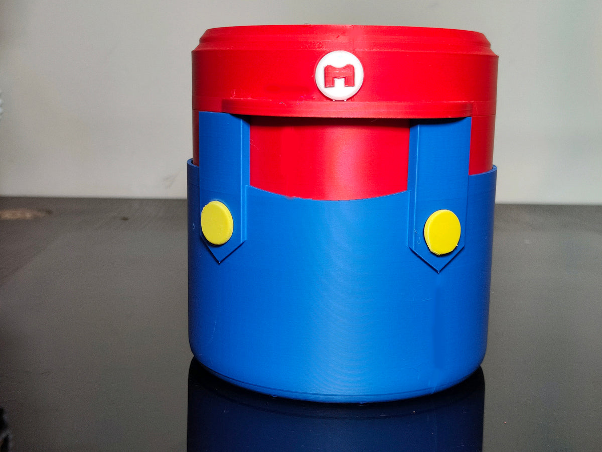 Contenedor Organizador de Escritorio Mario Bros Impreso en 3D – Caja con Tapa 12cm