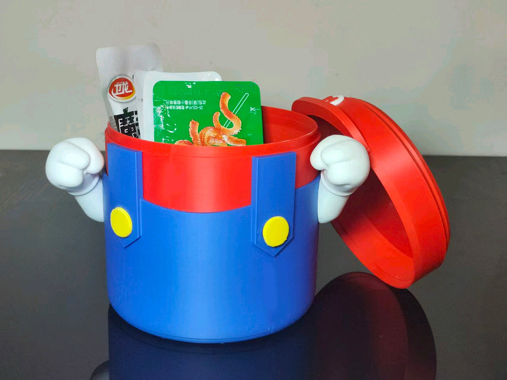 Contenedor Organizador de Escritorio Mario Bros Impreso en 3D – Caja con Tapa 12cm