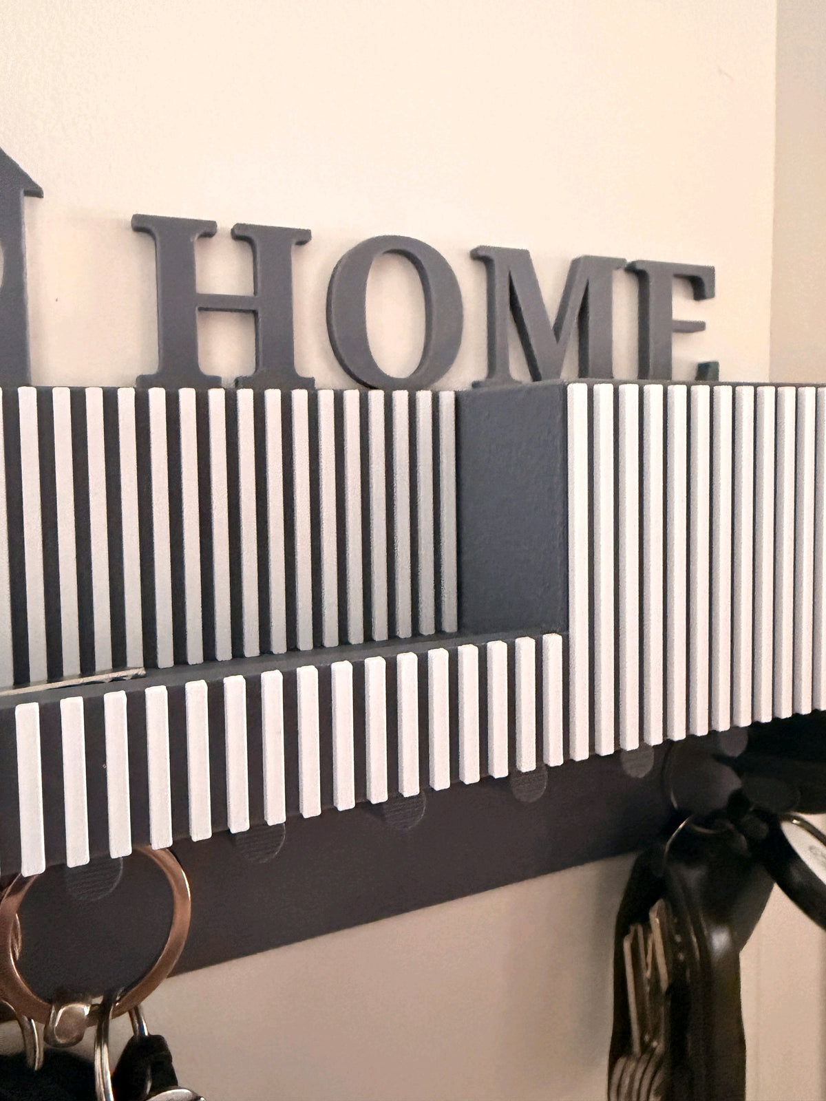Portallaves de Pared Home Impreso en 3D – Organizador de Llaves Decorativo Gris y Blanco