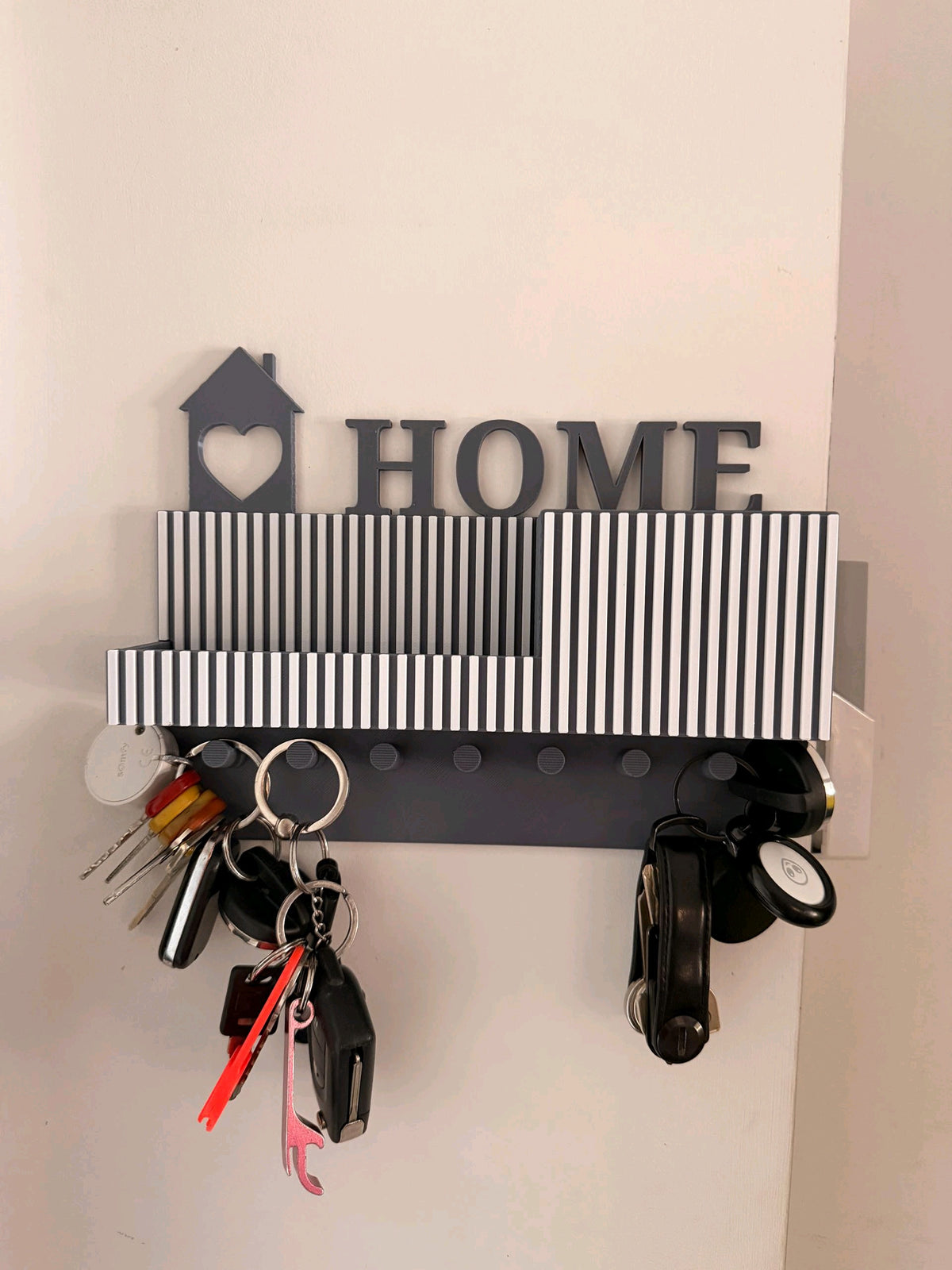 Portallaves de Pared Home Impreso en 3D – Organizador de Llaves Decorativo Gris y Blanco