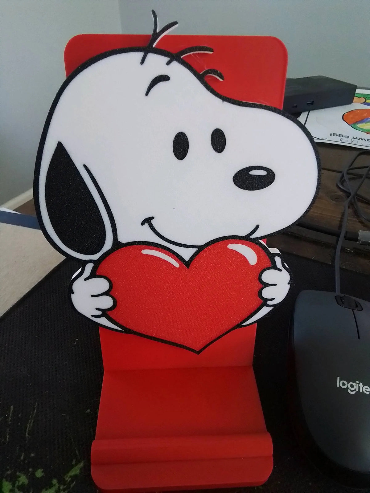 Soporte celular Snoopy corazón con base audífonos impreso en 3D - regalo original Chile